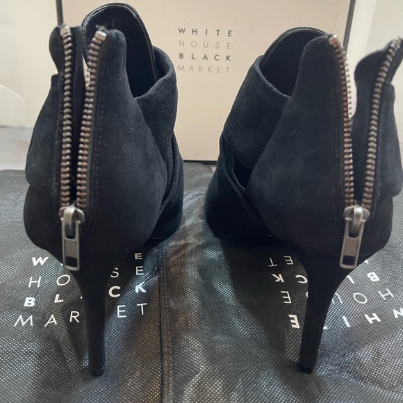 WHBM Womens 10M Black Suede Kitten Leather Heels Goth Grunge Zip Dust Box New - Picture 6 of 12
